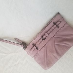 Vera Wang small leather dusty rose wristlet purse